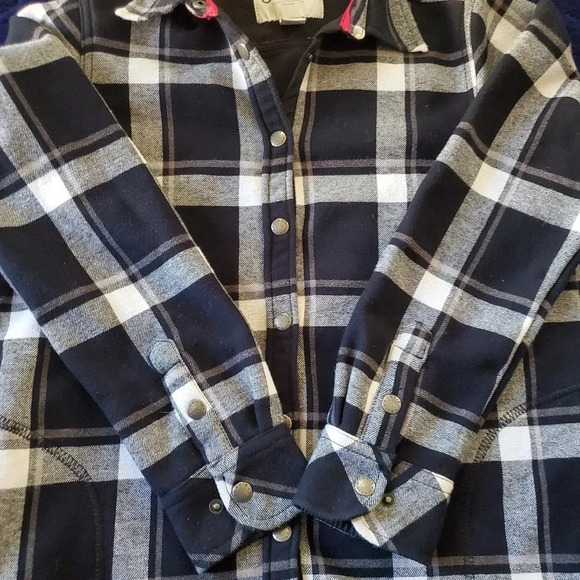 ORVIS woman's black & white plaid shirt jacket fleece lined - Picture 3 of 7